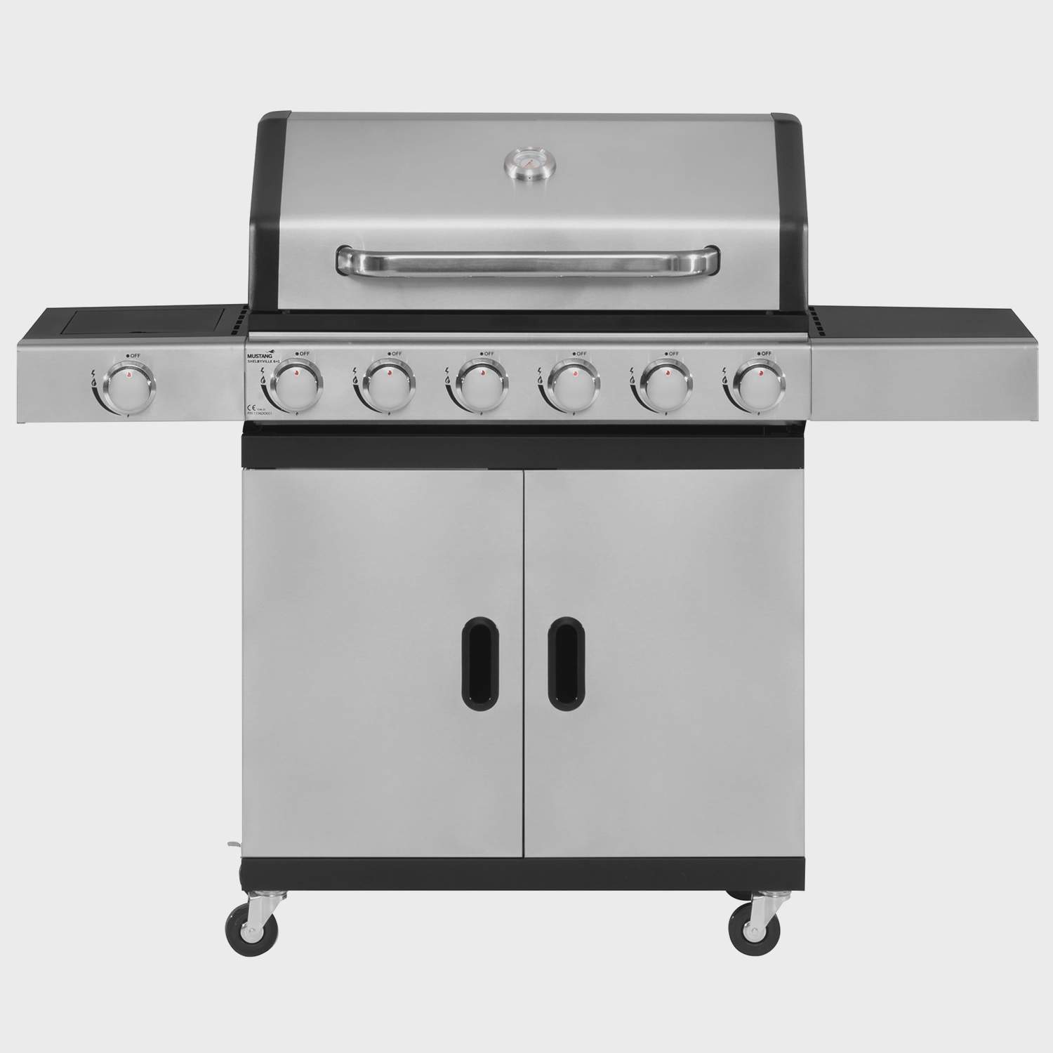 Gasgrill med 6 brændere og sidebrænder, 78x38 cm kogeflade