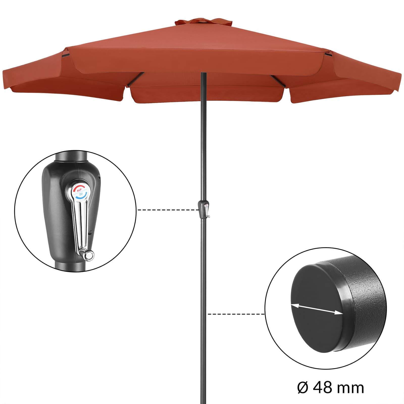 Terrakottaparasoll 330 cm – UV-skydd, vevhandtag | Hem & Hobby | Pryloteket
