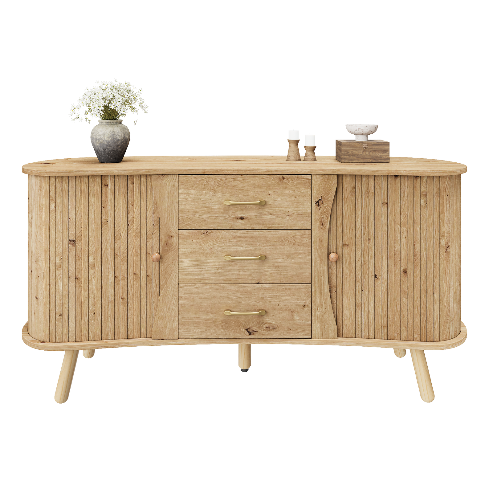 Ærteformet skænk – justerbare hylder, MDF, moderne stil