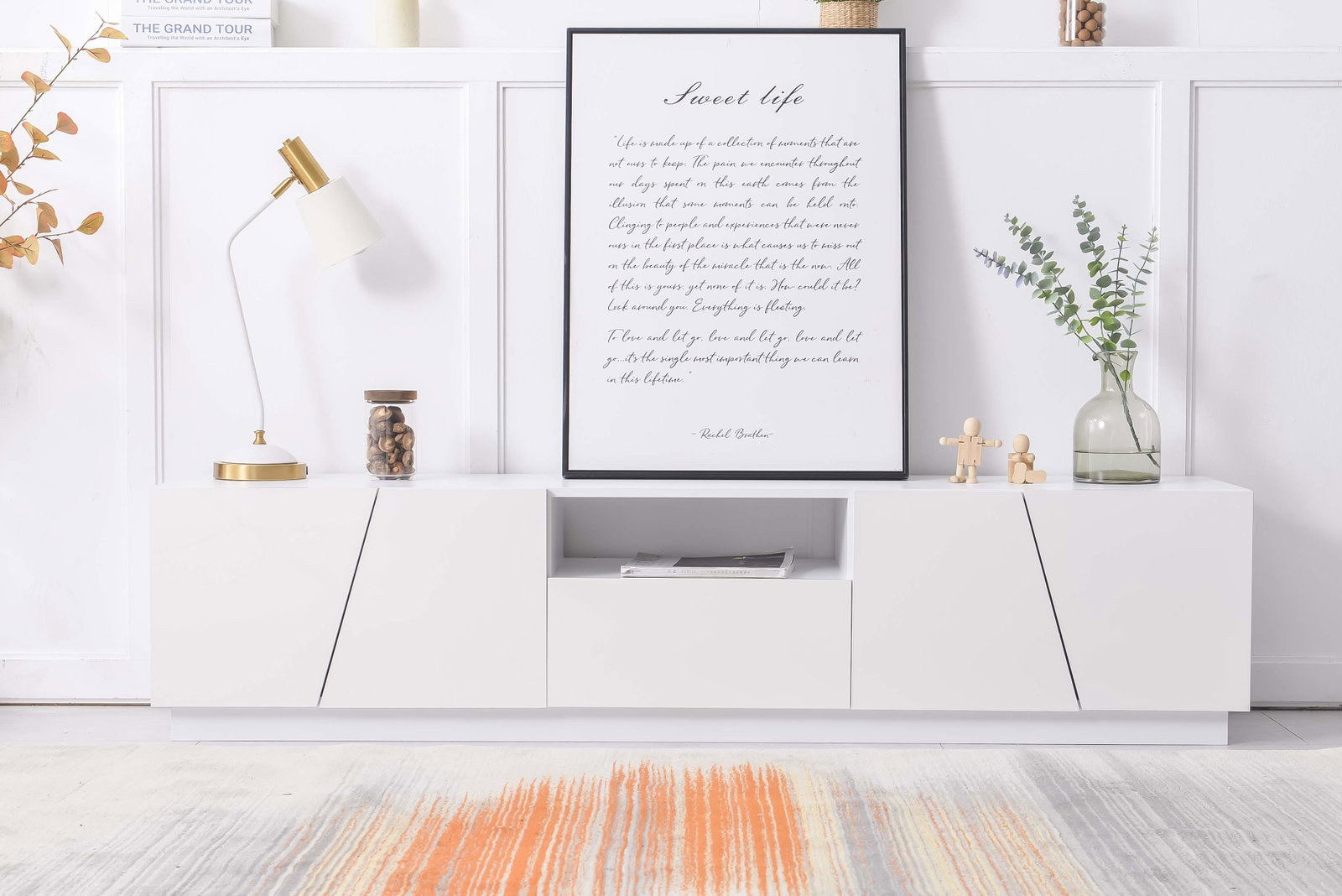 Moderne TV-bord 170 cm – Hvid MDF, Uden Håndtag