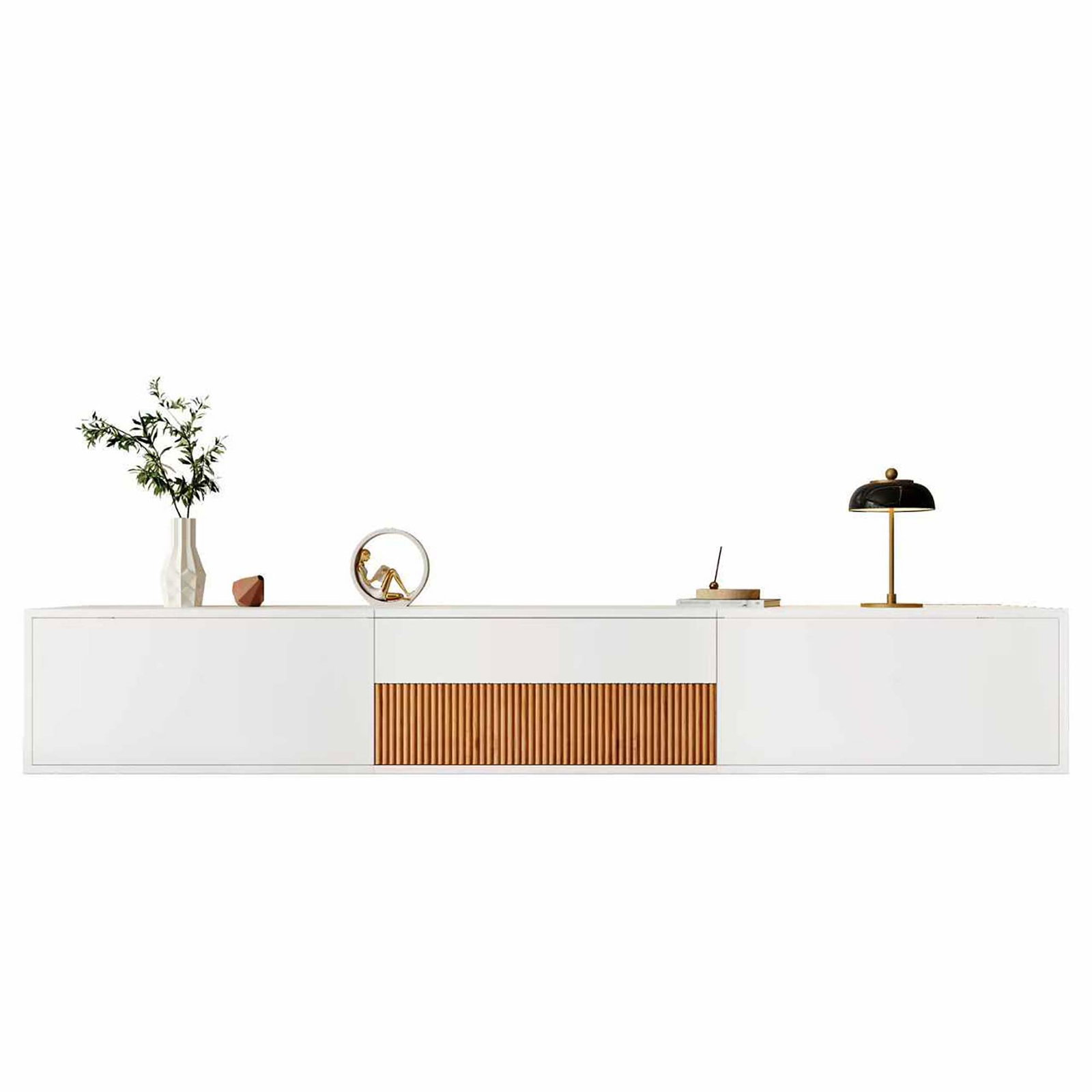 Moderne TV-bord med projektorhylde, 180 cm hvid
