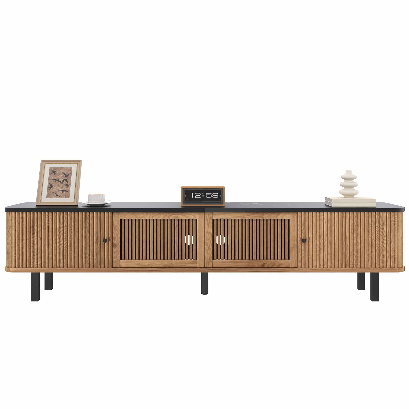 Moderne TV-bord med skydedøre og netdøre, 190 cm