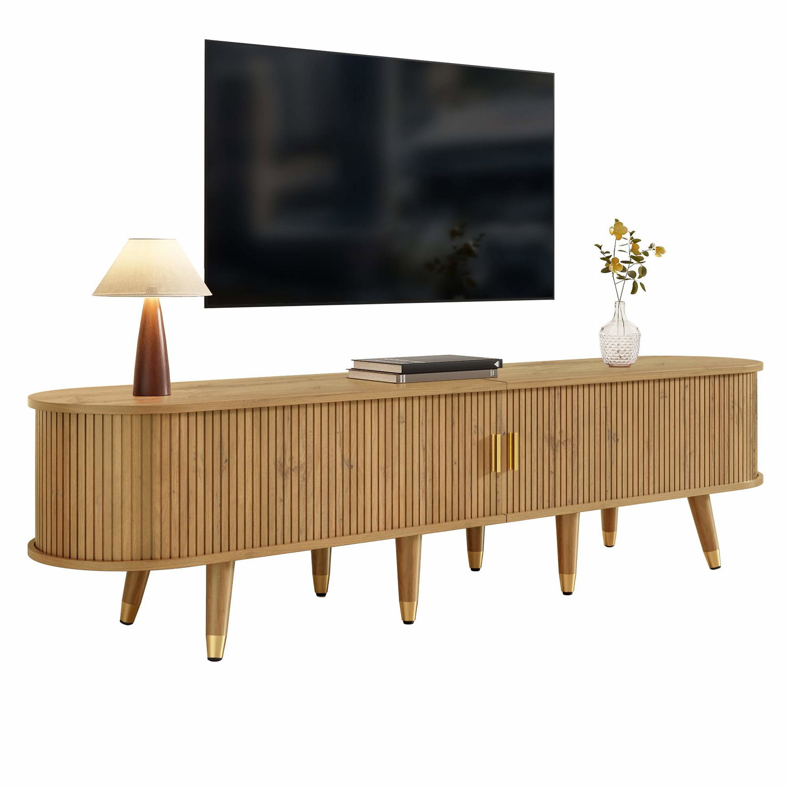 TV-bord med skydedøre – Rustik træfinish, MDF