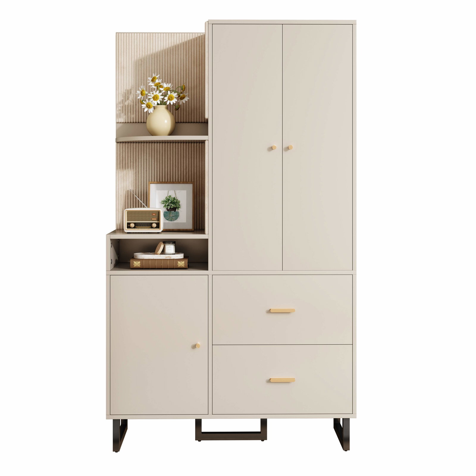 Kompakt garderobe med bløde paneler – 110x186x38 cm