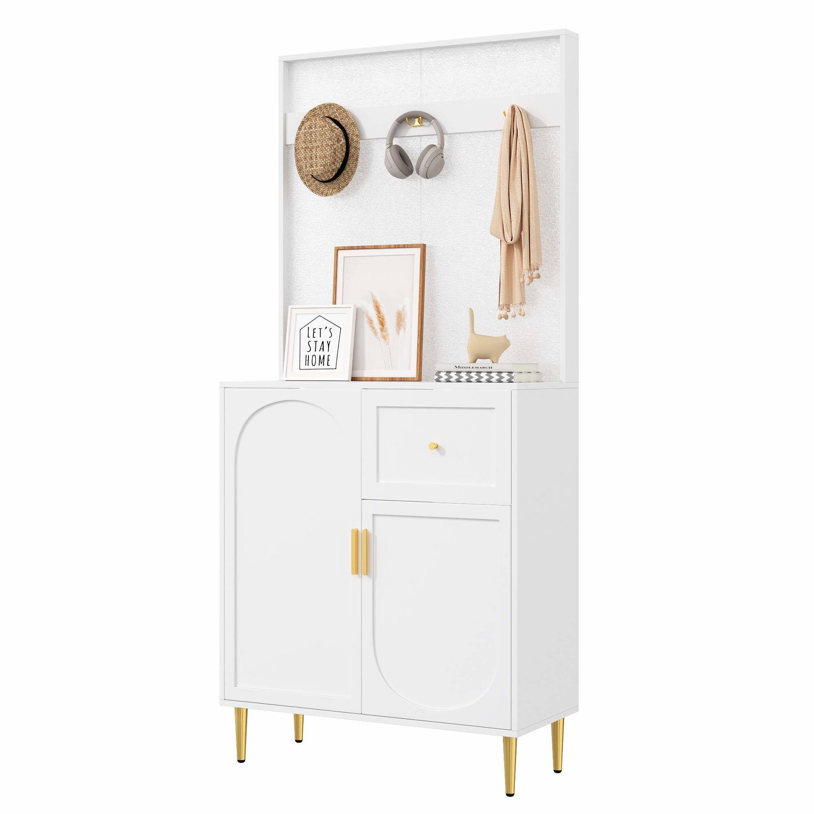 Kompakt garderobe – Hvid & Guld, MDF, 80x175,5x35 cm