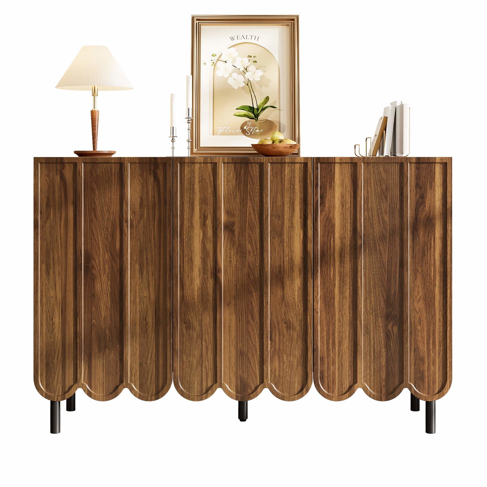 Skænk i valnød med justerbare hylder – 120x35x80 cm