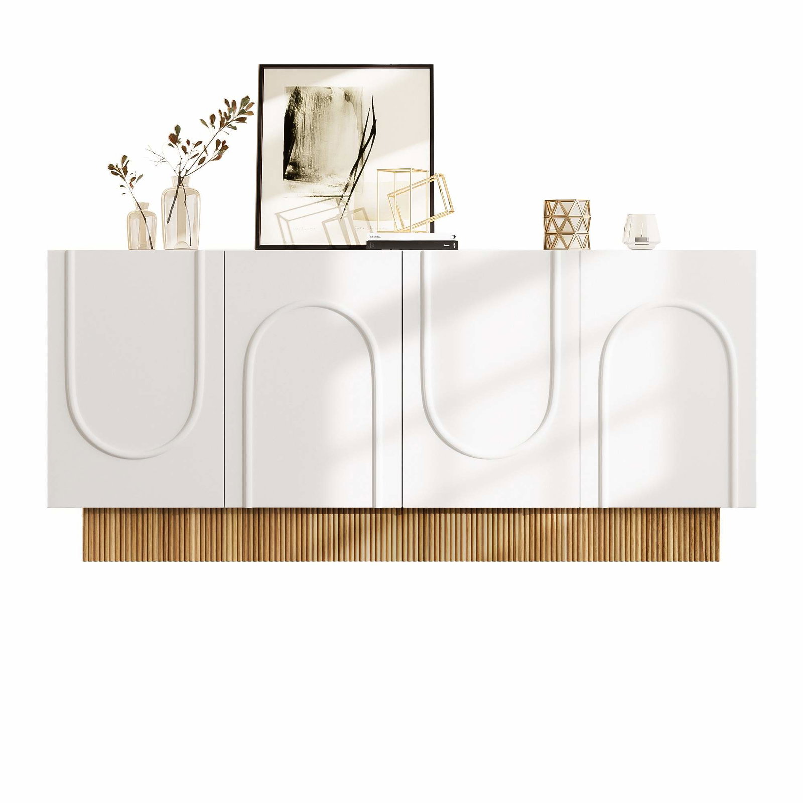 Moderne skænk med 4 døre – rigelig opbevaring, 160x75x38cm
