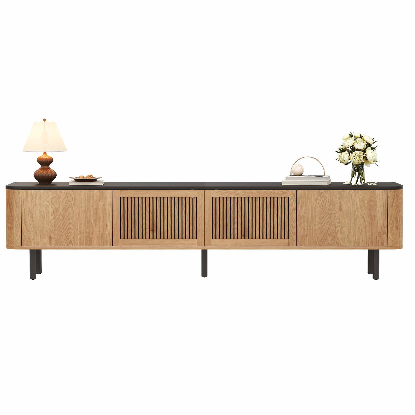 Moderne TV-bord med gitterdøre – 190 x 35 x 45 cm