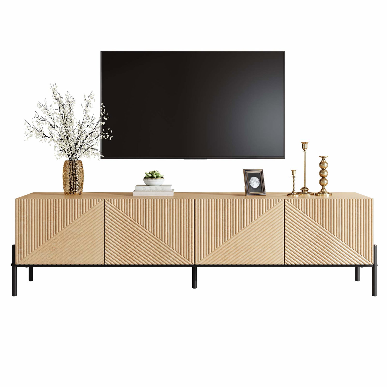 Moderne TV-bord med 4 døre – Geometrisk design