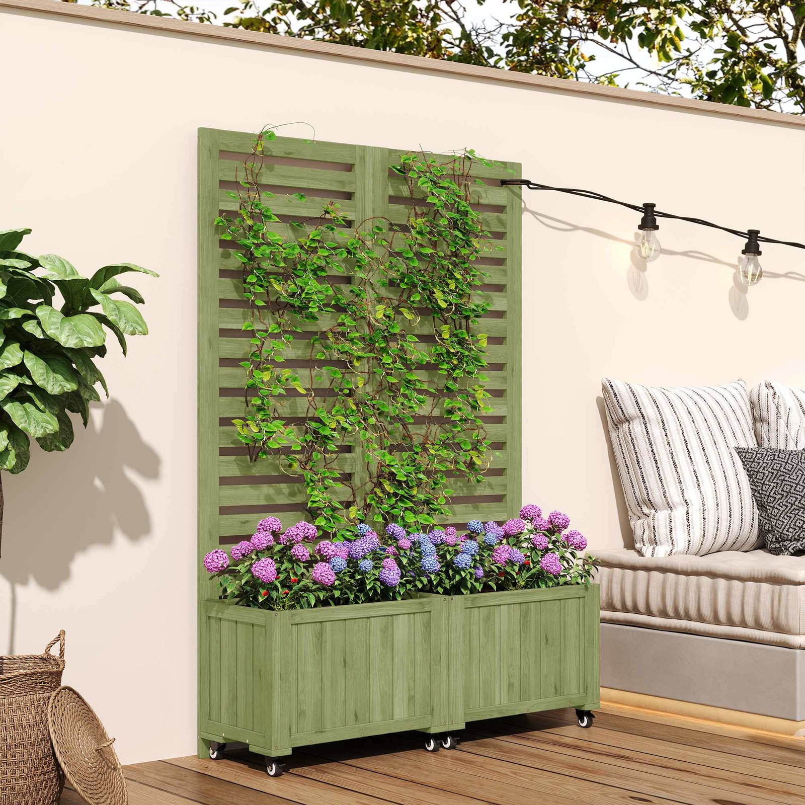 Udendørs plantekasse med espalier – mobil og holdbar