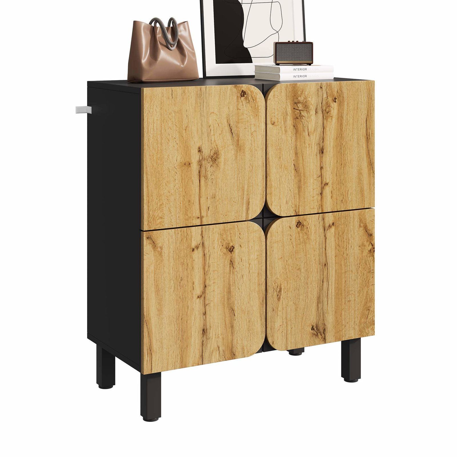 Skoskab med justerbare hylder – Natur & Sort