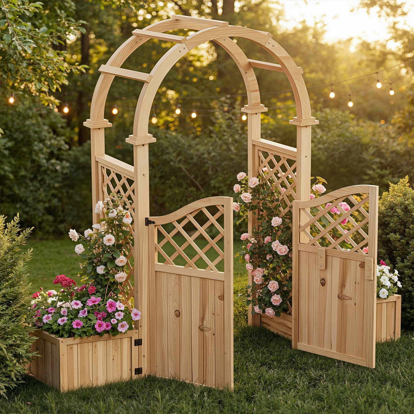 Havebue med plantekasser og espalier – Nem montering