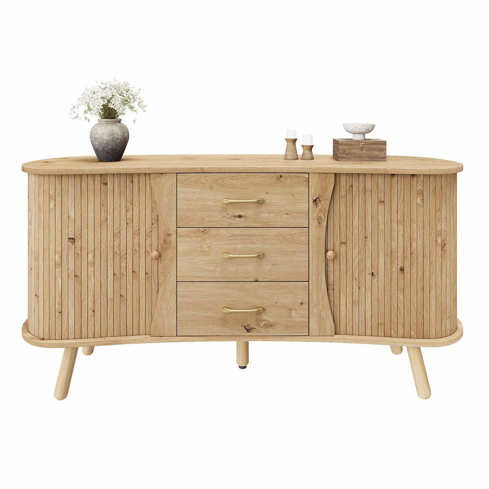 Ærteformet skænk – justerbare hylder, MDF, moderne stil