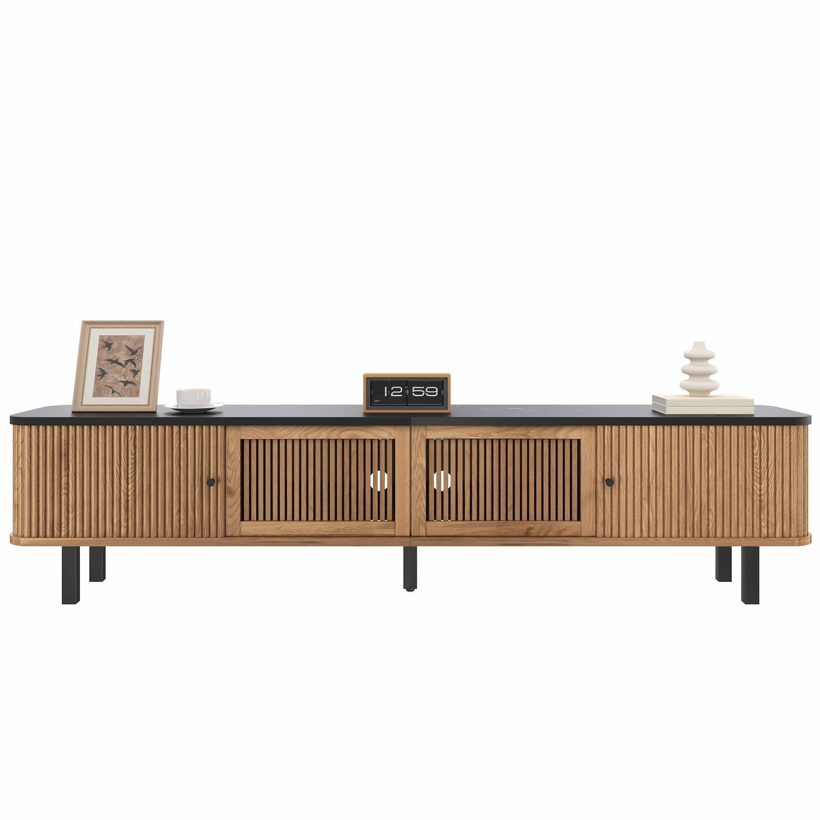 Moderne TV-bord med skydedøre og netdøre, 190 cm