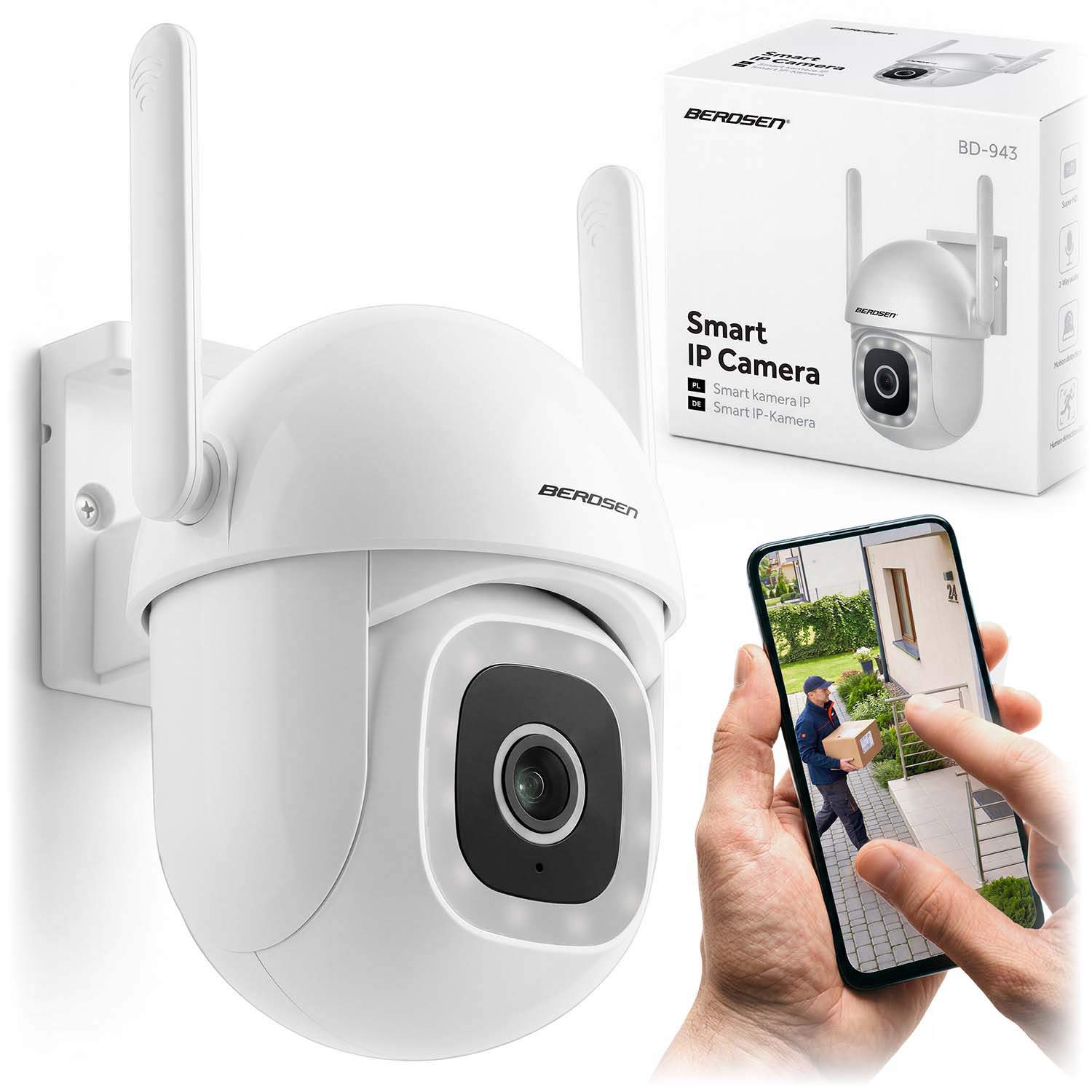 Udendørs WiFi-sikkerhedskamera – 5MP, nattesyn, PTZ