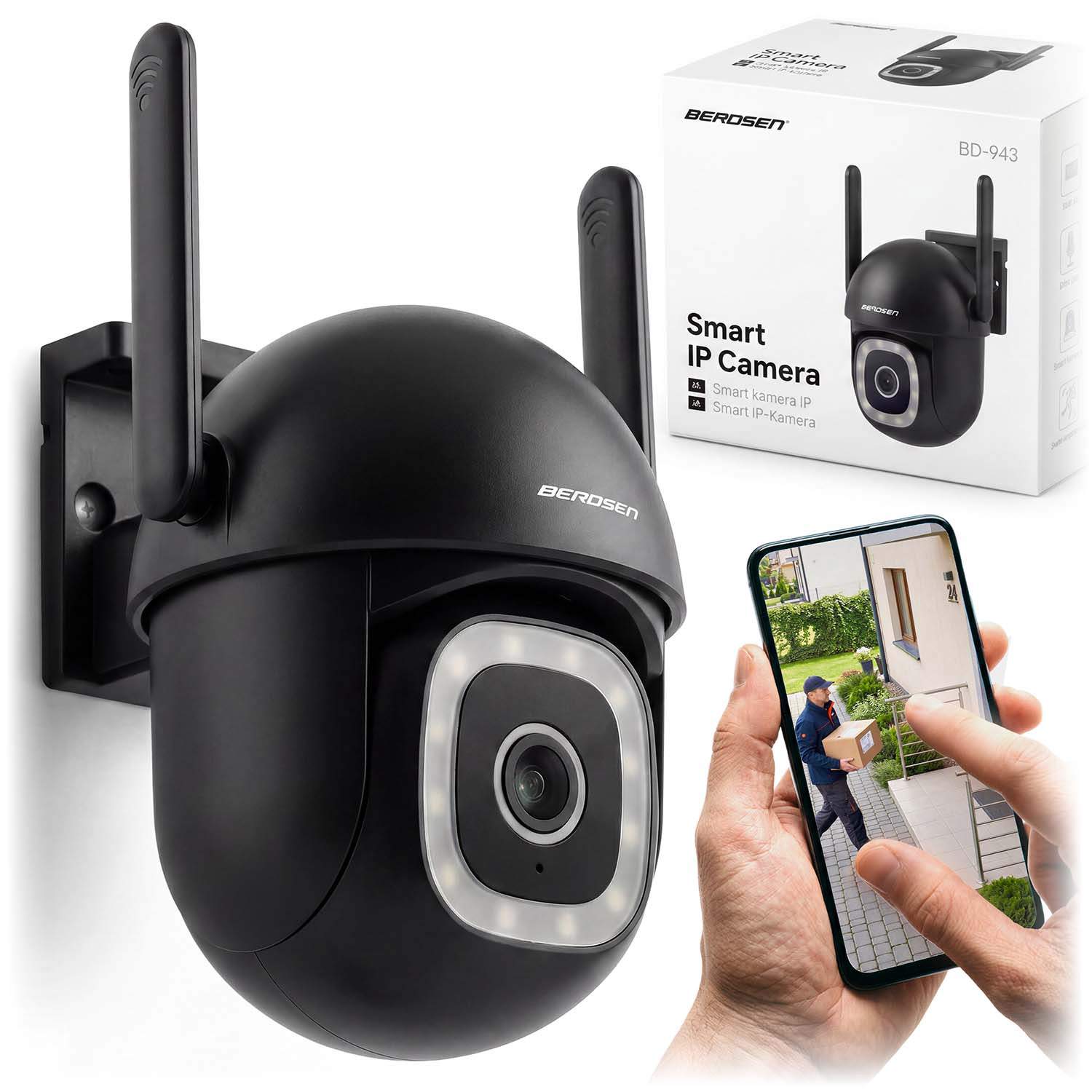 Udendørs WiFi-sikkerhedskamera – 5MP, panorering/vippefunktion, nattesyn