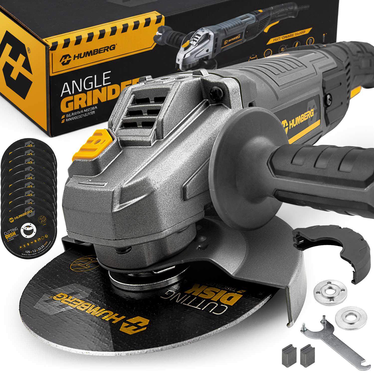 Diax 1200W vinkelsliber, hastighedskontrol, 10 skiver, 125 mm, kraftfuld vinkelsliber Humberg HM-411