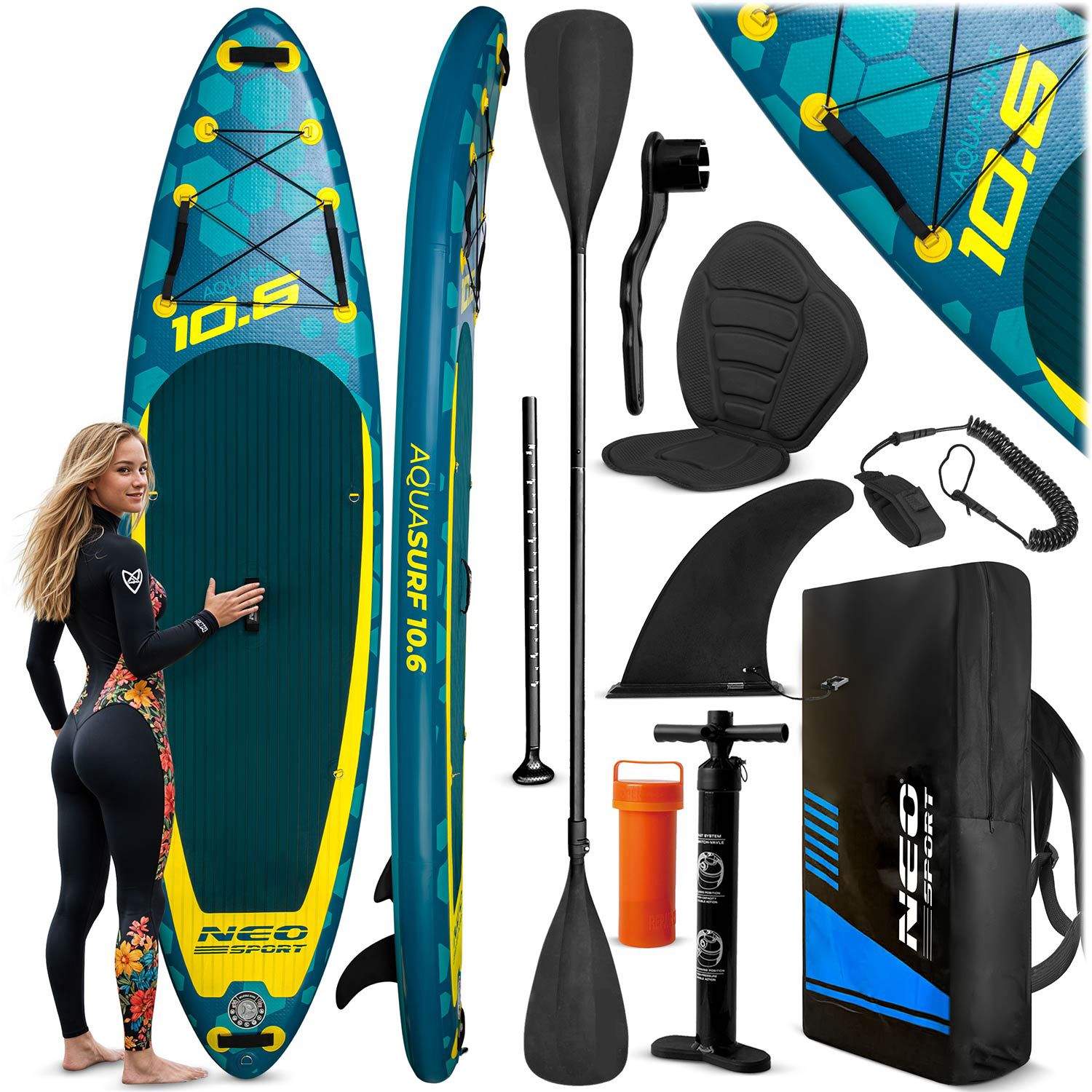 Oppusteligt SUP-board 320 cm – Stabilt, let, komplet sæt