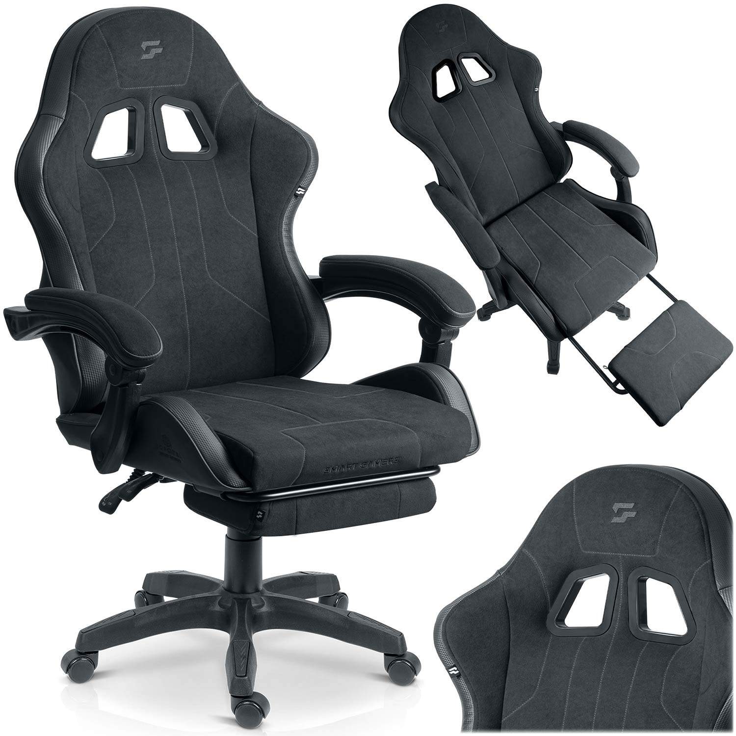 Roterende gamingstol med fodstøtte – ergonomisk komfort