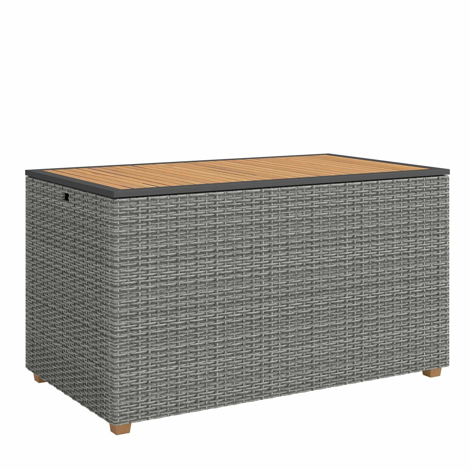 Udendørs opbevaringskasse i rattan – 450 l, låg i akacietræ