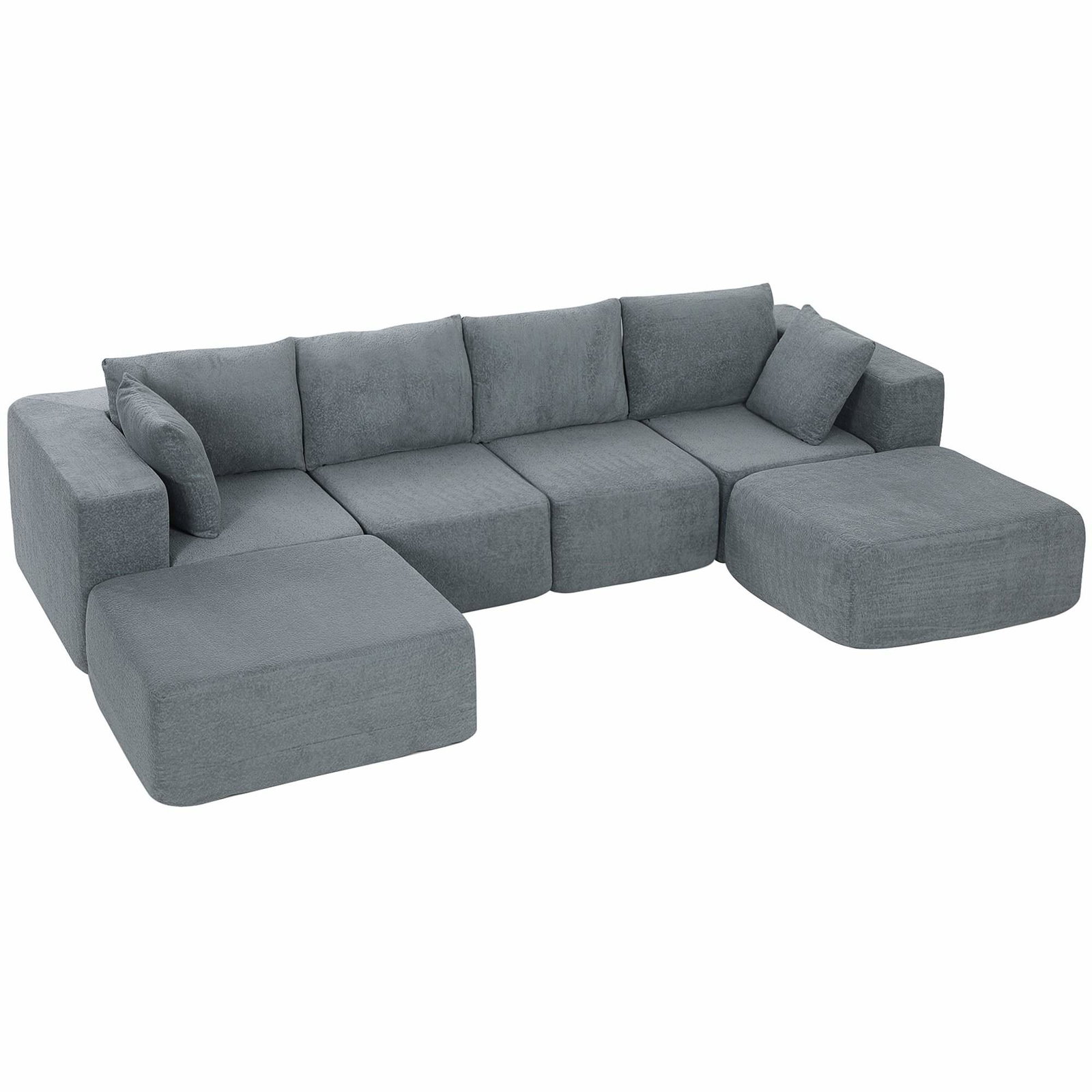 Modulær U-formet sofa med dybe sæder, mørkegrå