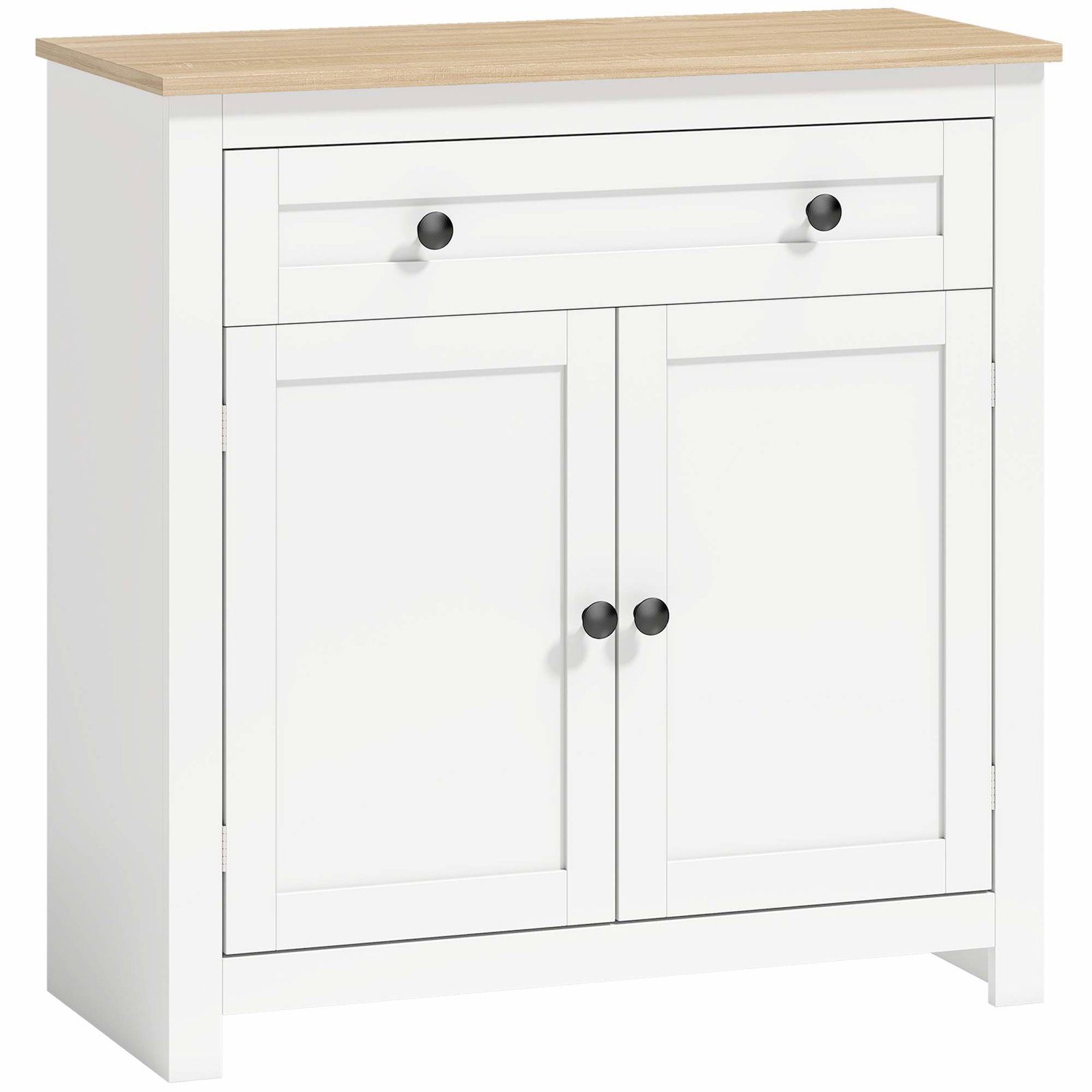 Hvid skænk med skuffe og justerbar hylde – 78,5 x 35 x 80 cm