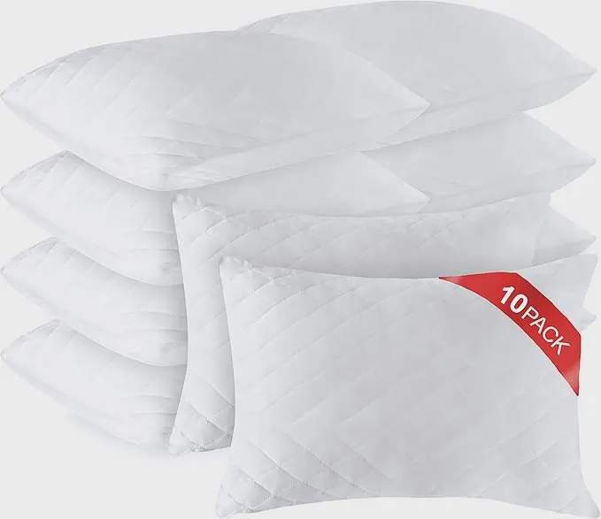Comfort Sleep CS-MF57: Sæt med 10 allergivenlige memory foam-puder med quiltet mikrofiber i hotelkvalitet - 50x70 cm