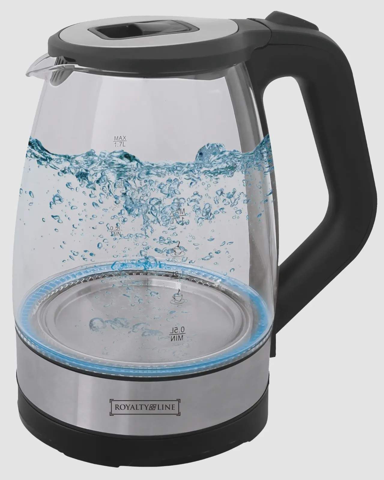 Royalty Line GWK-2200-8351BLU: 1,8L glaskedel med blåt lys - 2200W