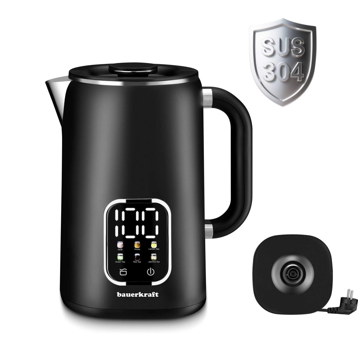 Smart trådløs elkedel 1,7L – temperaturkontrol, sort