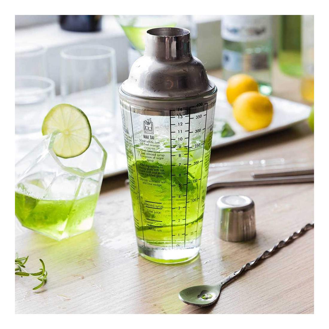 Cocktail Shaker with Recipes and Measurements eStore