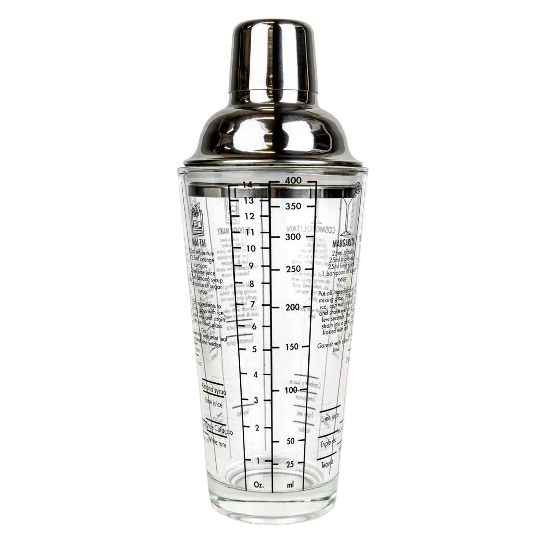 Cocktail Shaker with Recipes and Measurements eStore