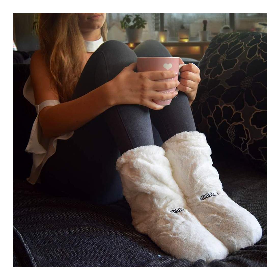 Hot Boots Deluxe, Värmetofflor - Vit