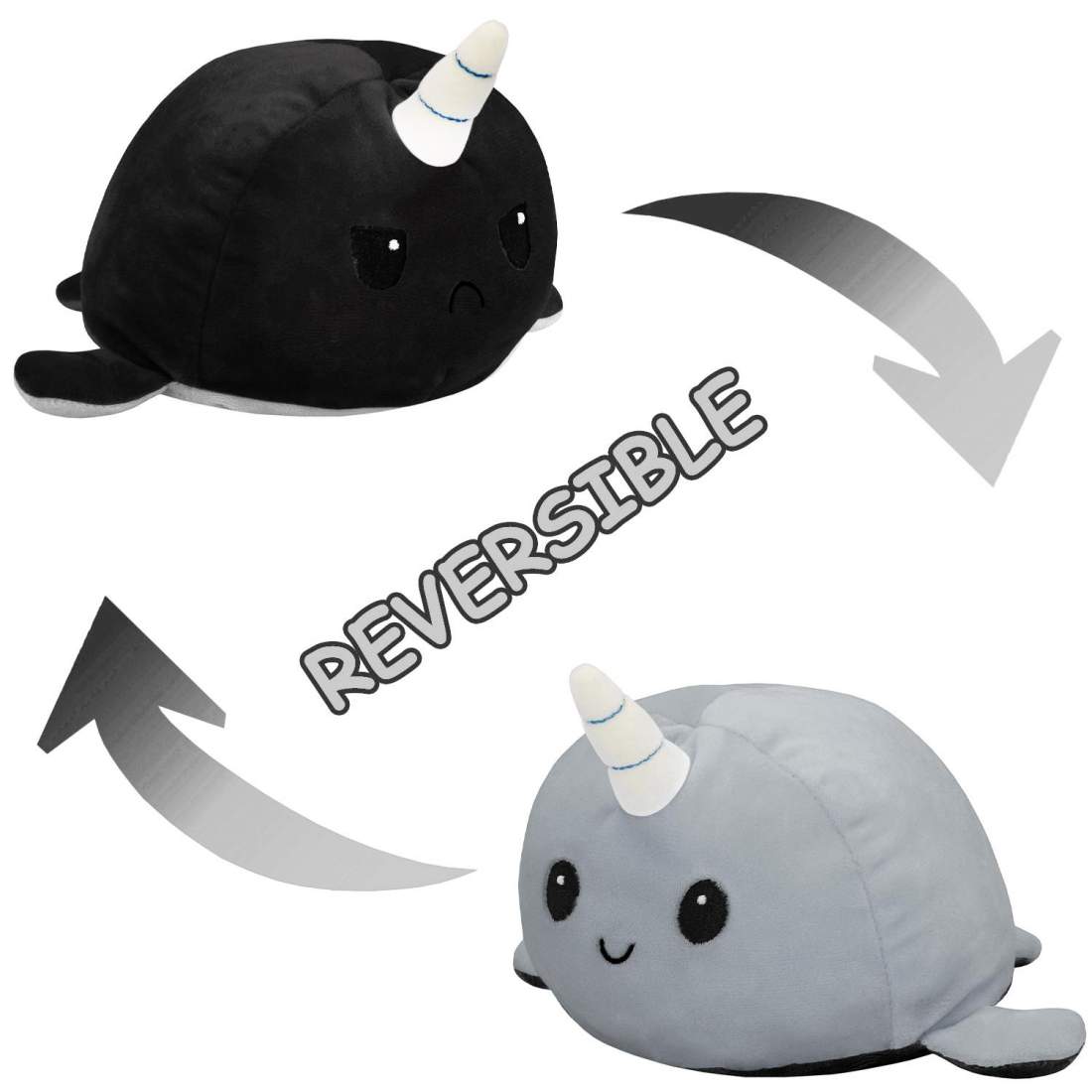 Vändbar Narval - Svart och Grå | Leksaker & Spel - Leksaker - Gosedjur & Nallar | Pryloteket