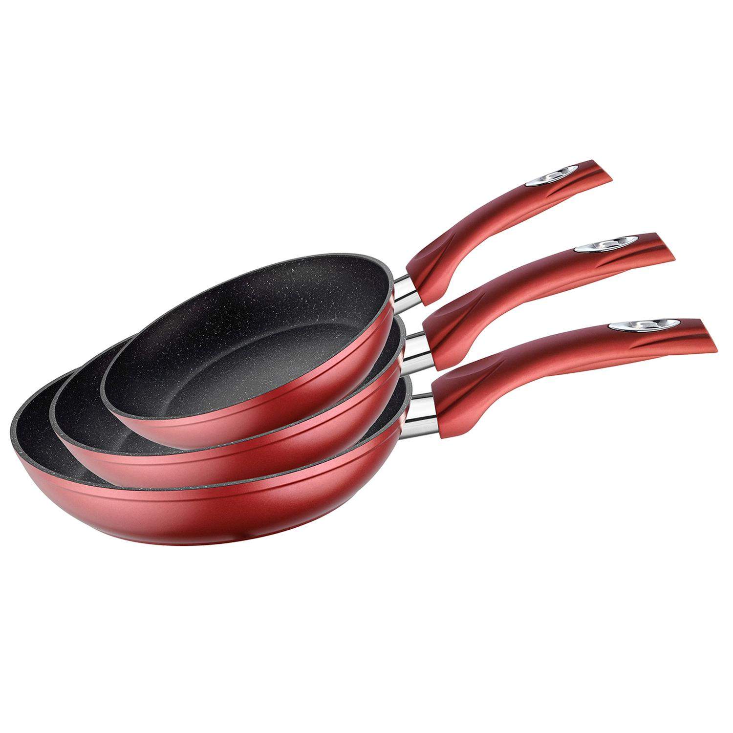 3x Paistinpannut Marmoripinnoitteella - Punainen