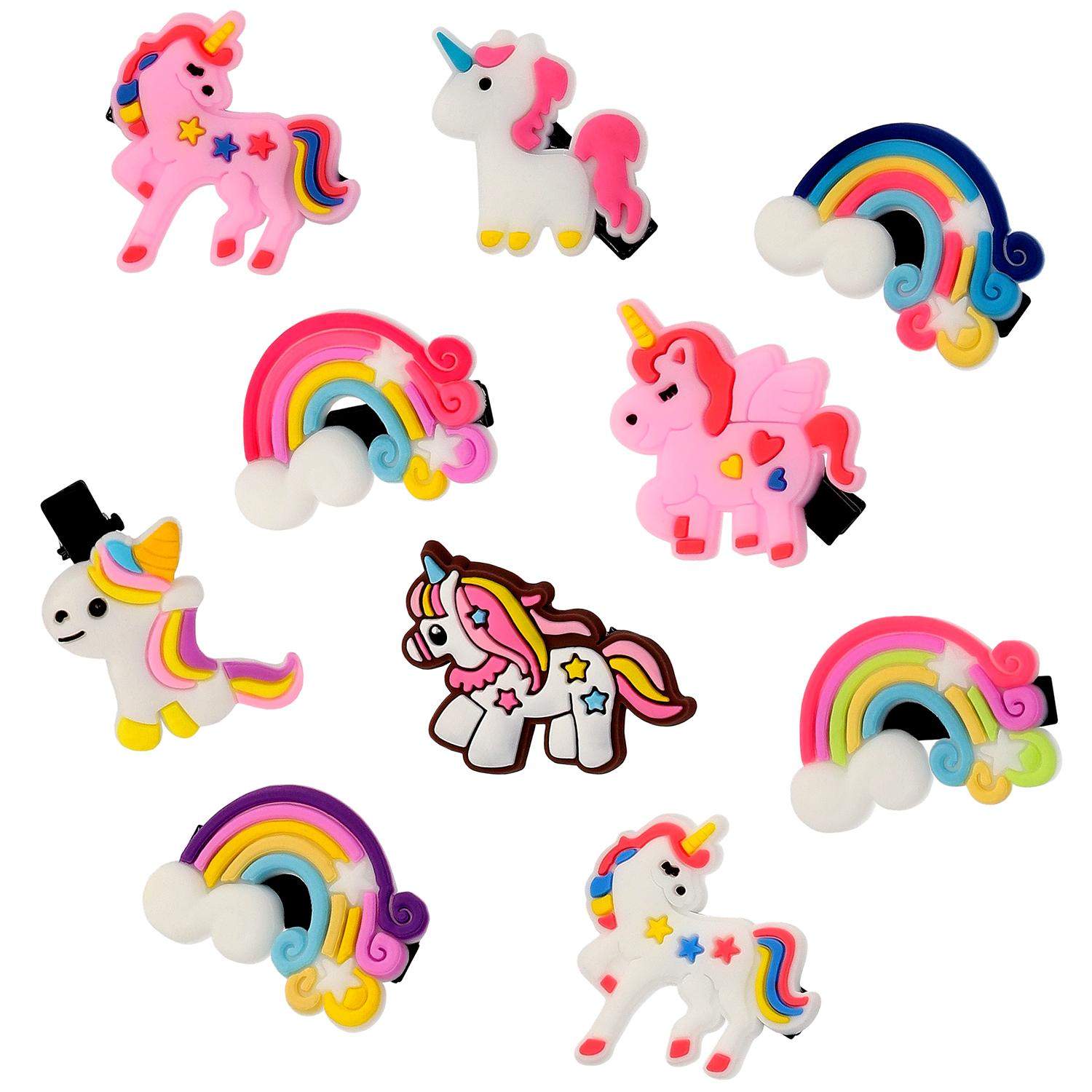 10x Hårspænder - Enhjørninger og Regnbuer