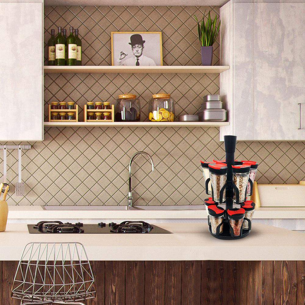 Roterbart Krydderistativ - 12 Krydderibeholdere