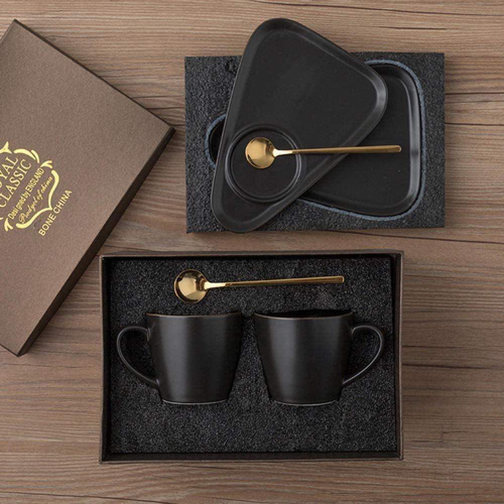 Set med 2x Muggar, Fat och Teskedar - Svart | Hem & Hobby - Hem & Hushåll - Kök - Servering - Glas & Muggar | Pryloteket
