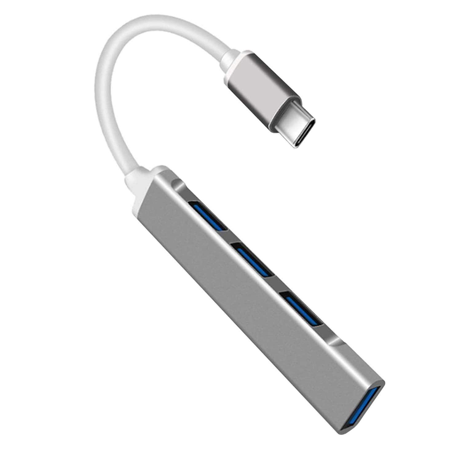 USB-C-hub med 4 Portar - Silver | Elektronik - Kablar & Adaptrar - Adaptrar & Signalomvandlare - USB | Pryloteket