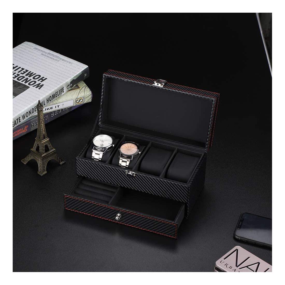 Klockbox med Smyckesförvaring - Svart