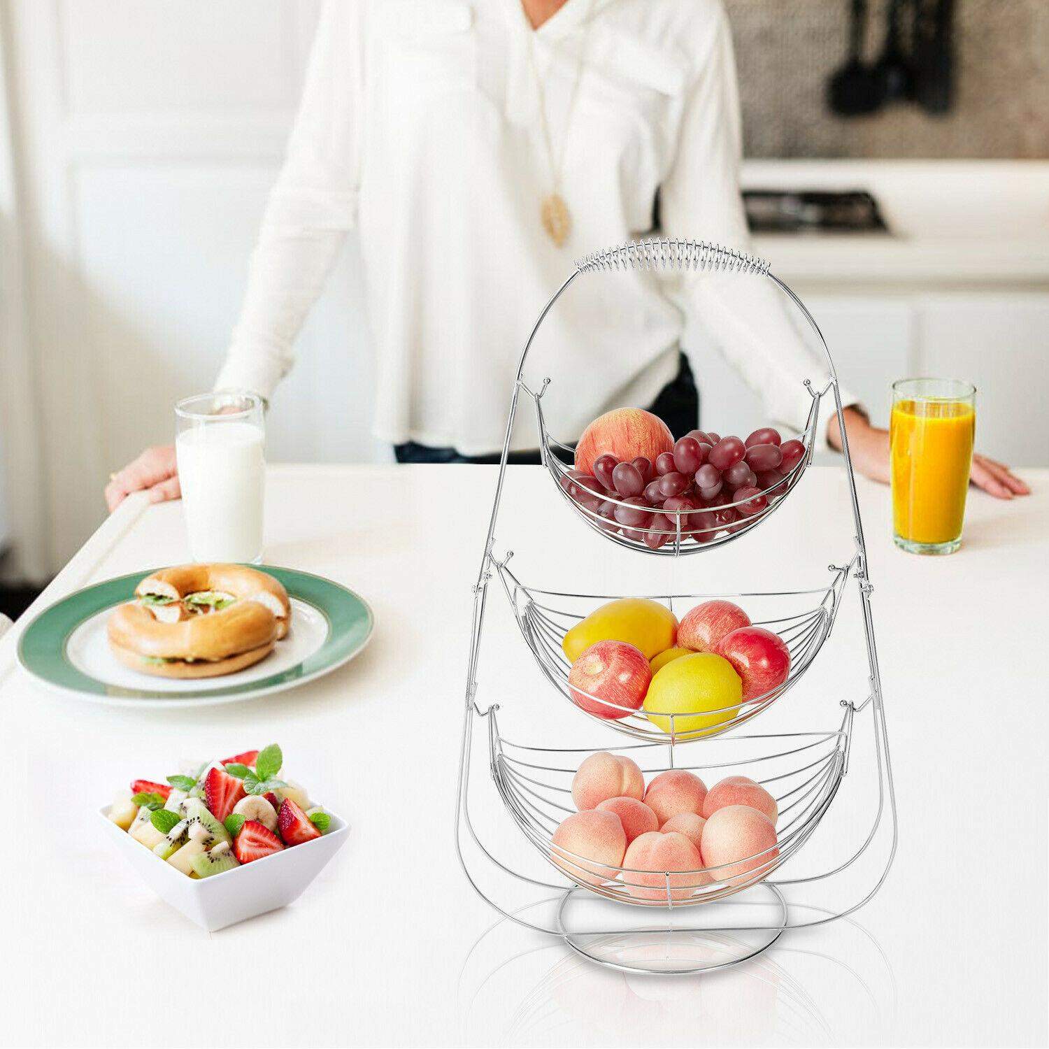 Fruktkorg med Tre Korgar - Förkromat Stål | Hem & Hobby - Hem & Hushåll - Kök - Servering - Skålar | Pryloteket
