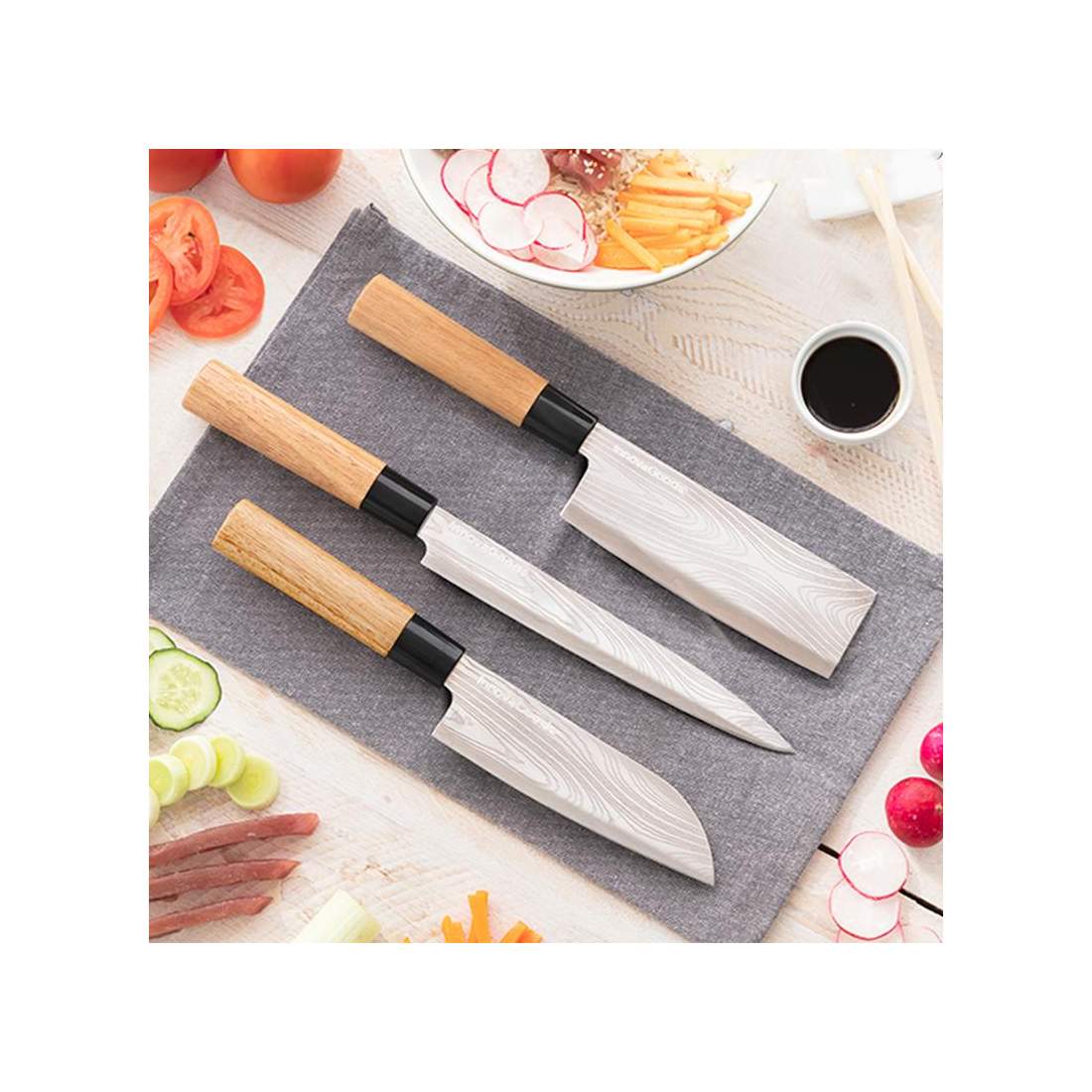 3x Knivar med Fodral | Hem & Hobby - Hem & Hushåll - Kök - Köksredskap - Knivar & Knivtillbehör | Pryloteket