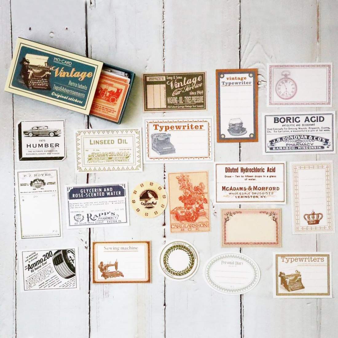 60x Klisteretiketter i Ask, Vintage - Nr. 2 | Hem & Hobby - Övrigt | Pryloteket