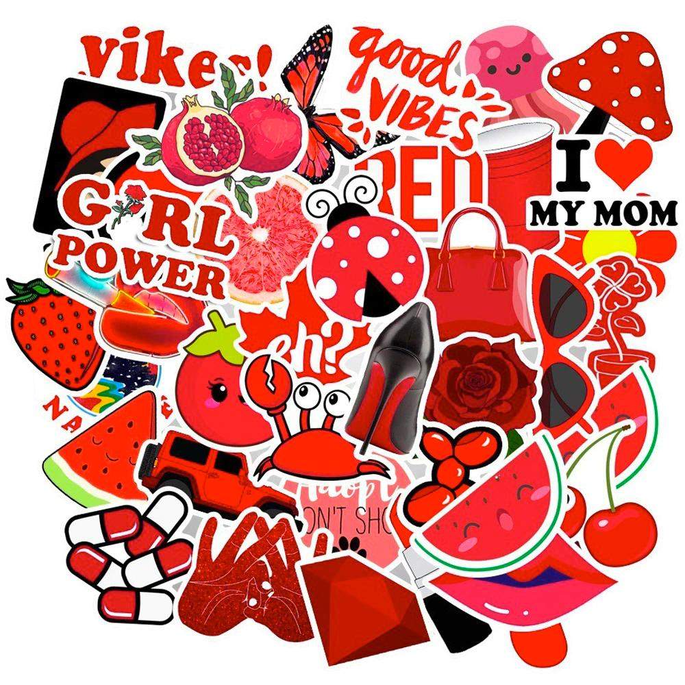 50x Klistermärken och Dekaler - VSCO Red | Leksaker & Spel - Leksaker - Rittillbehör & Pyssel - Klistermärken | Pryloteket