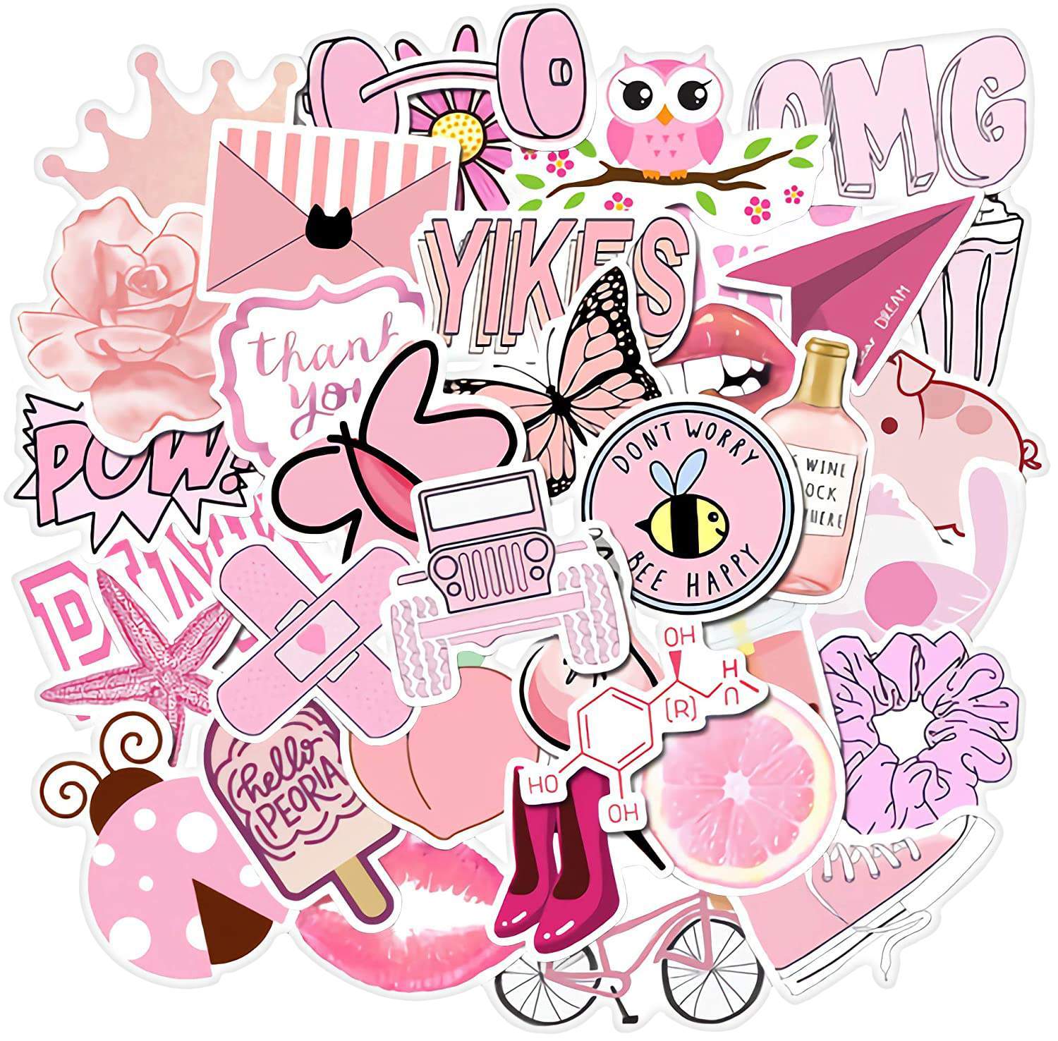 50x Klistermærker og Dekaler - VSCO Pink No. 3