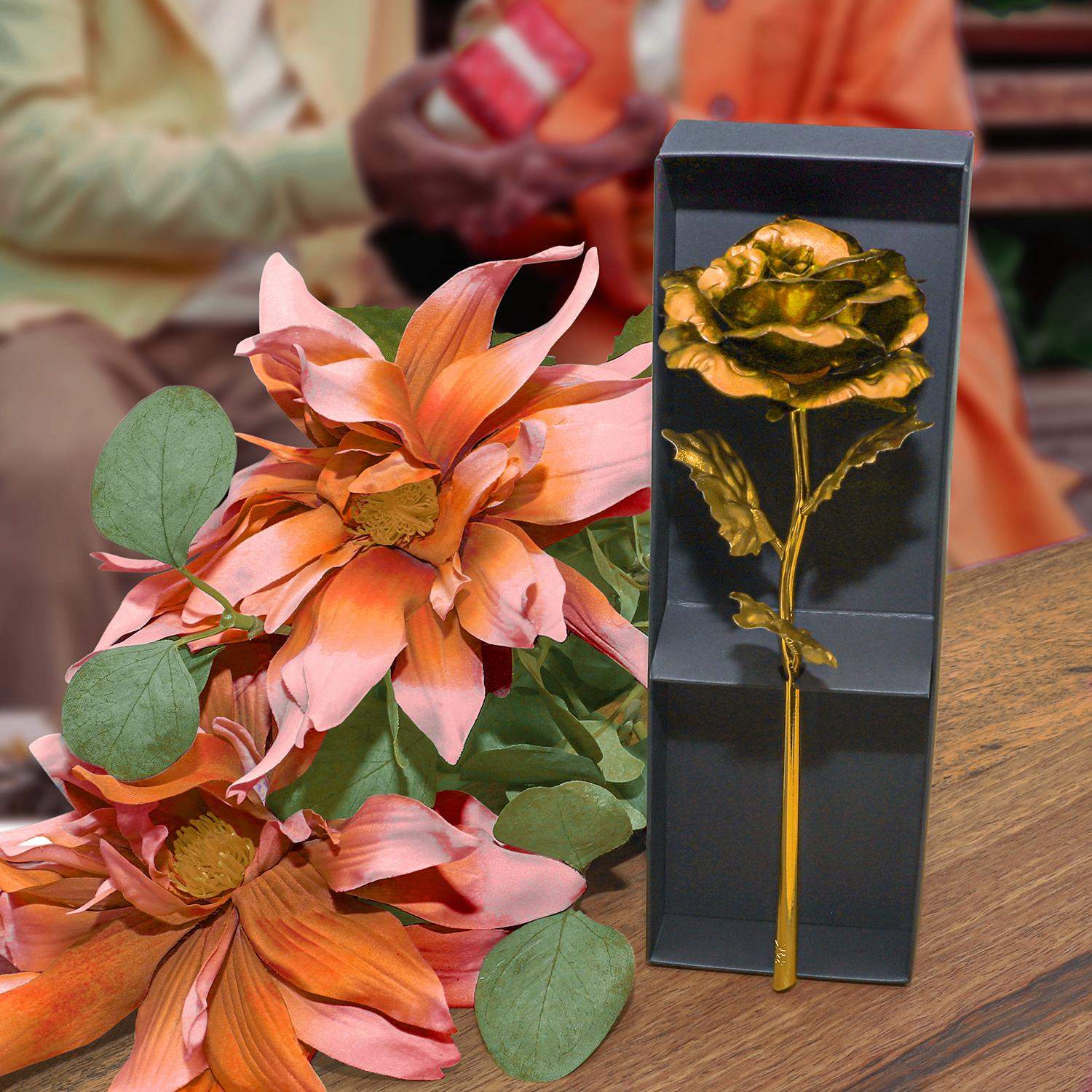 Evighedsrose - Guld med Guldstilk