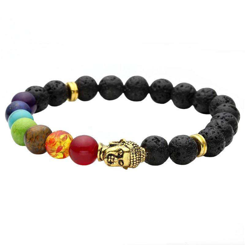 Chakraarmbånd med Buddhadetalj - Sort