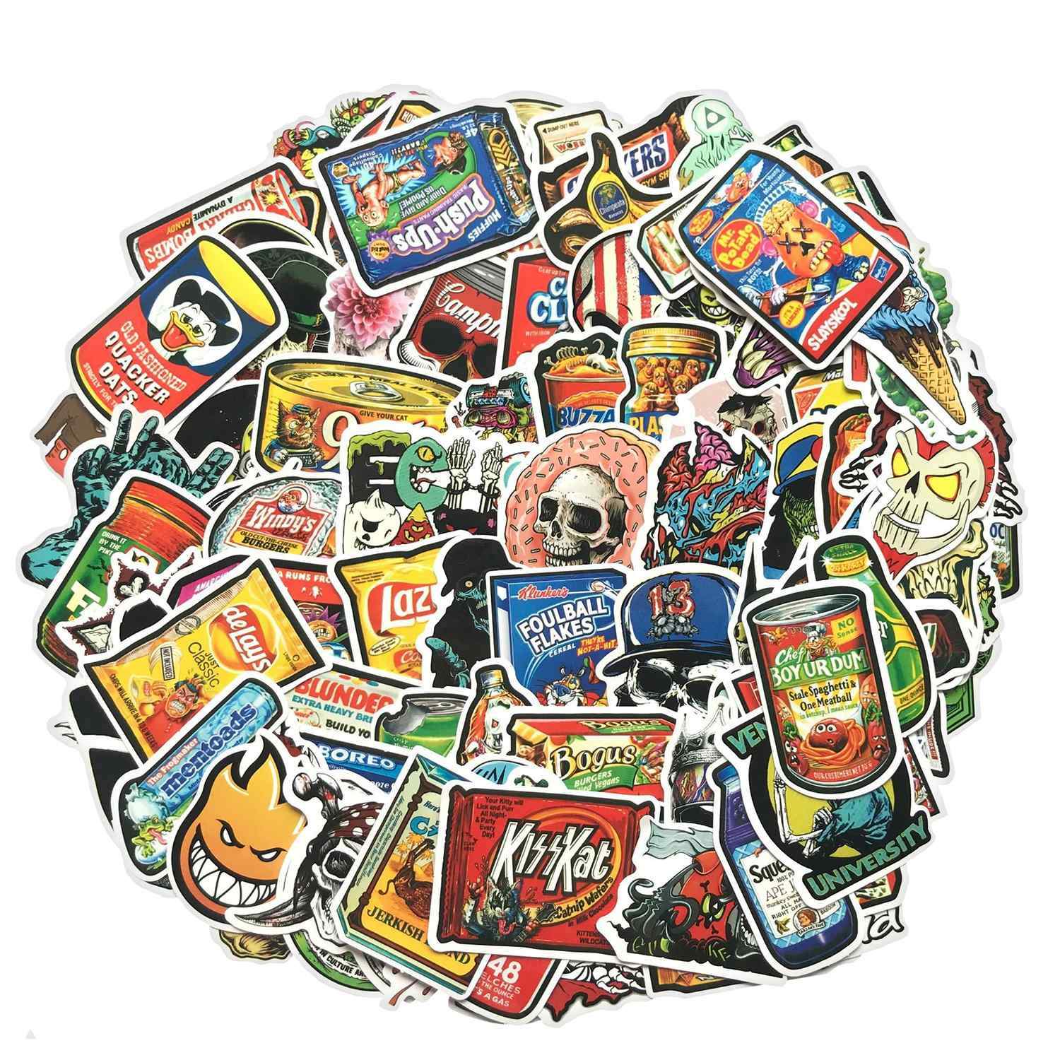 Megapakke med Klistermærker - Skulls and Funny Snacks