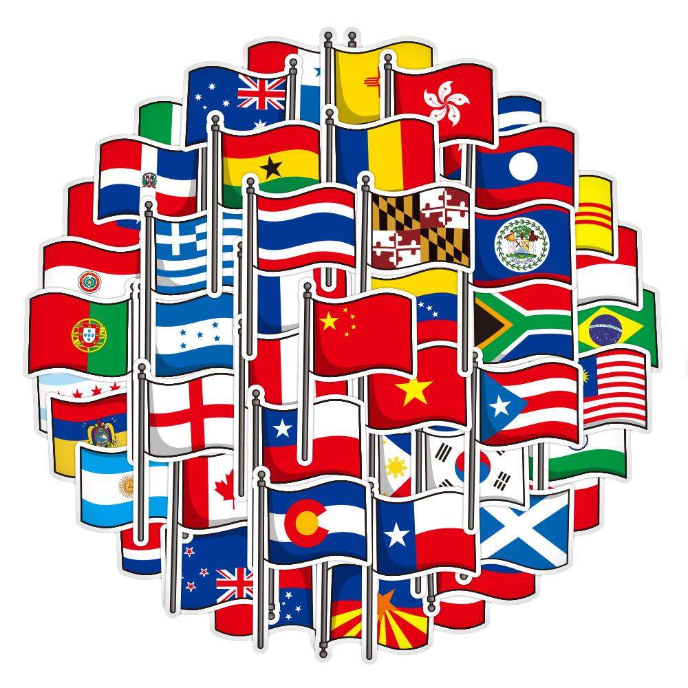 Pakke med Klistermærker - Nationale Flag