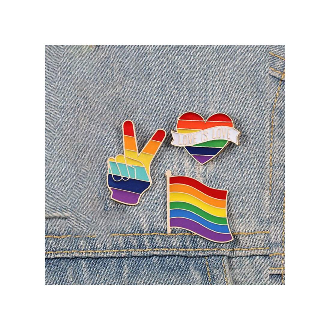 3x Broscher, Jämlikhet - HBTQ | Mode & Accessoarer - Accessoarer - Nyckelringar & Nålar/Pins | Pryloteket