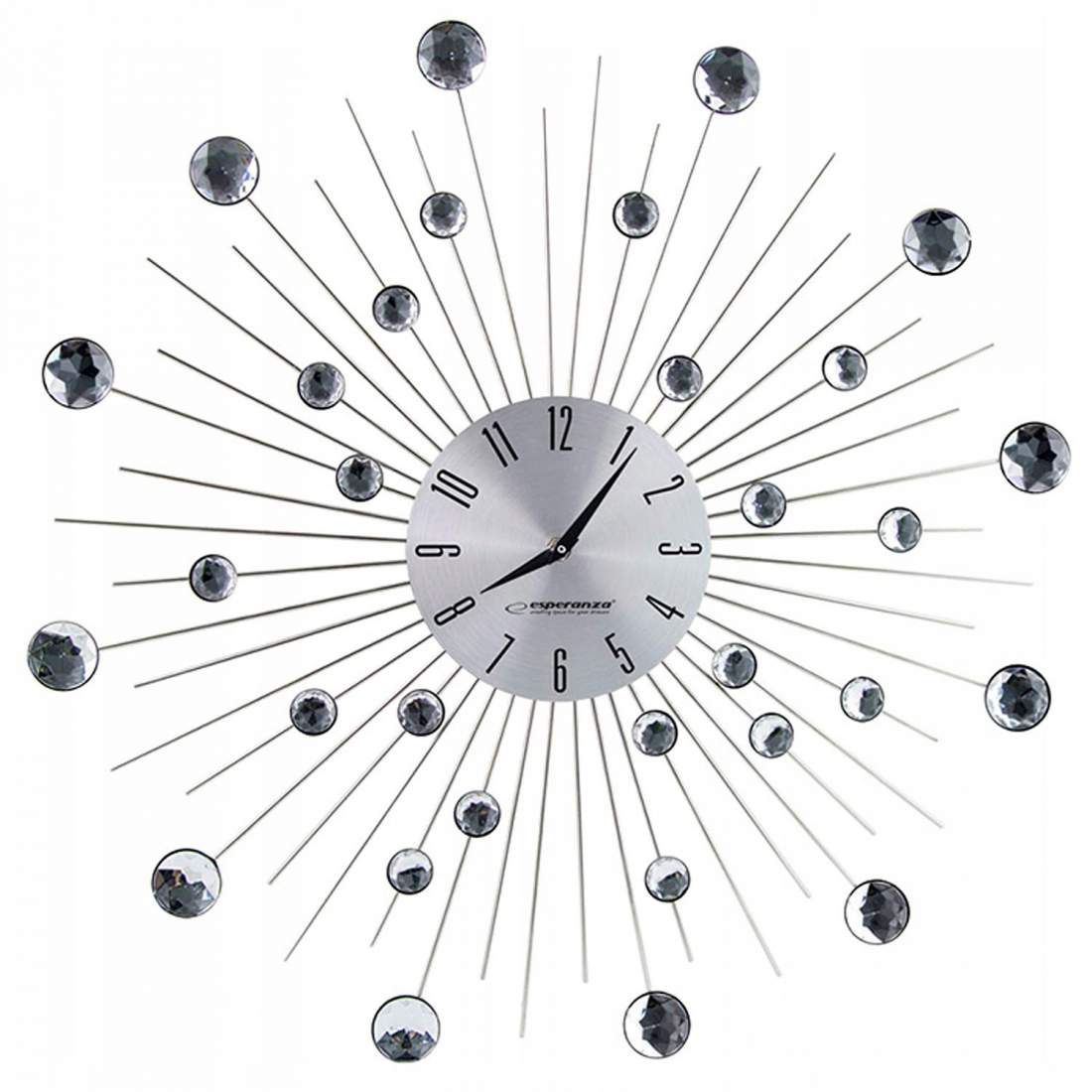 Esperanza - Väggklocka med Kristaller, 50 cm - Silver | Hem & Hobby - Hem & Hushåll - Inredning & Dekoration - Bords- & Väggdekoration - Väggklockor | Pryloteket